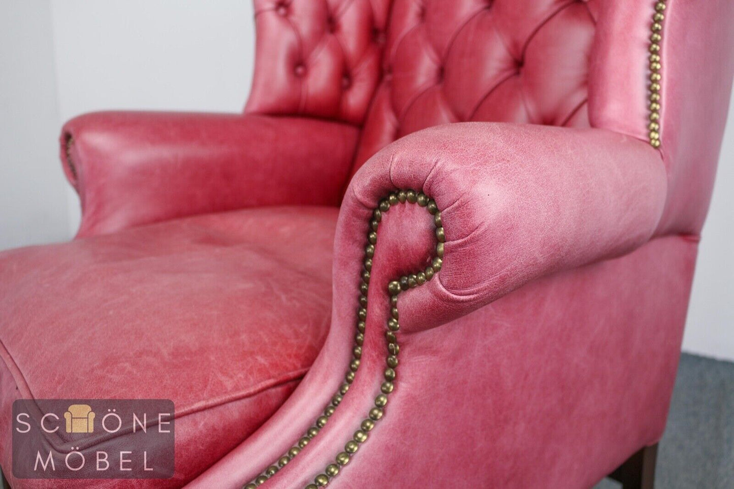 Chesterfield Ohrensessel Ledersessel Echtleder Sessel 1er Leder Armchair English