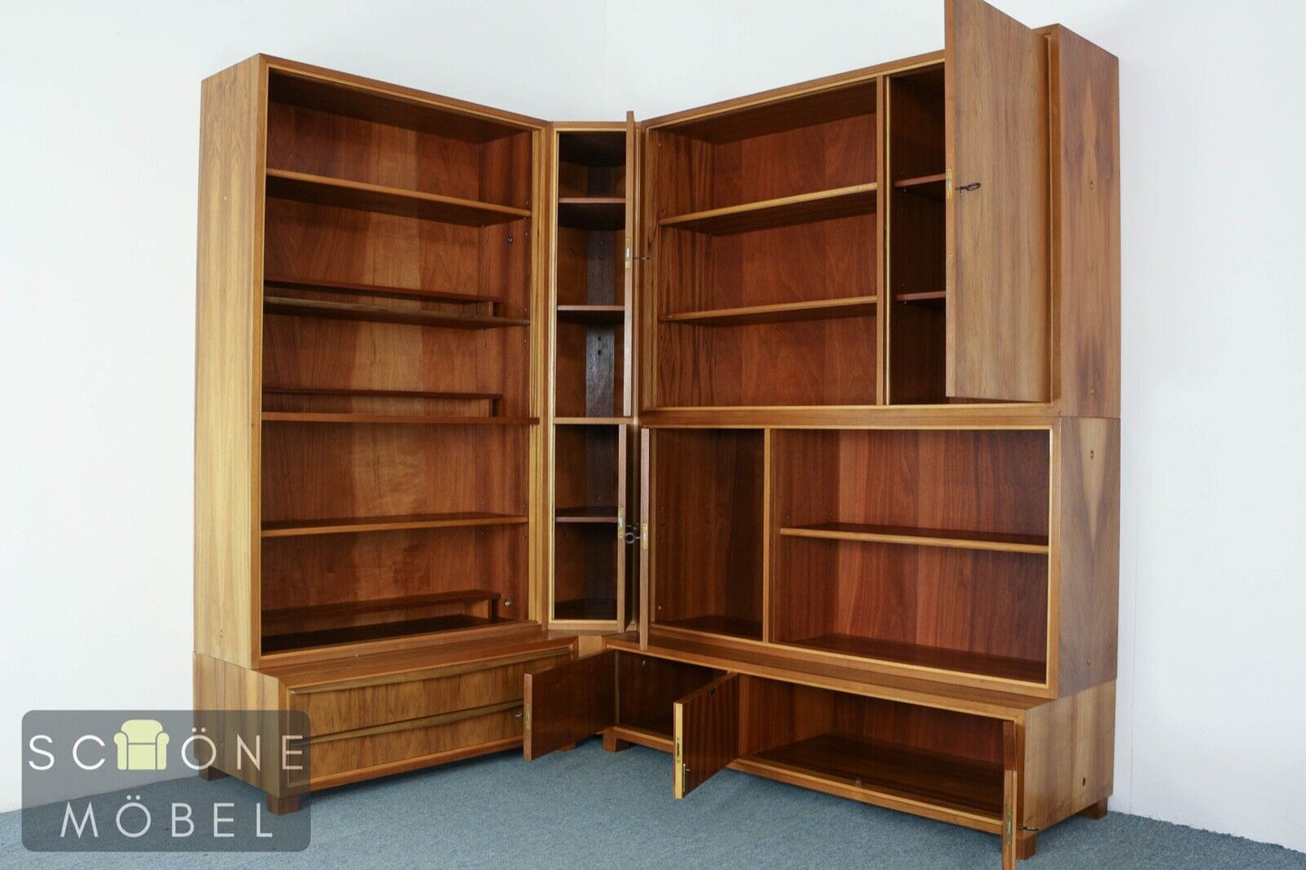 Brumax Vintage Bücherschrank Bücherregal Regal Shelf Bibliothek Eckschrank