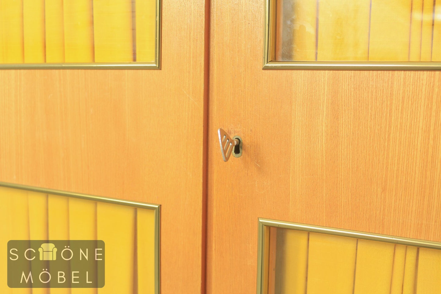 Mid Century Kleiderschrank Wäscheschrank Kommode Vintage Schrank Glastüren