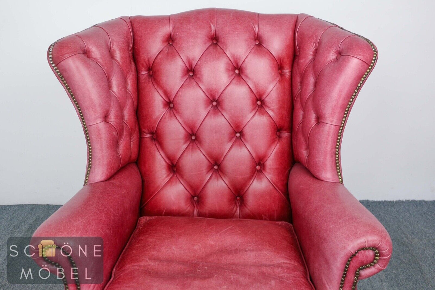 Chesterfield Ohrensessel Ledersessel Echtleder Sessel 1er Leder Armchair English