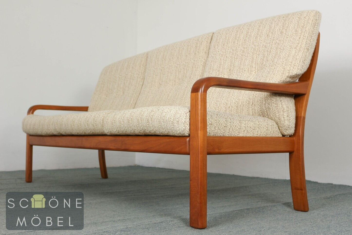 Zeitloses Danish Design 3er Sofa Vintage Couch Mid Century Retro 3 Sitzer Teak
