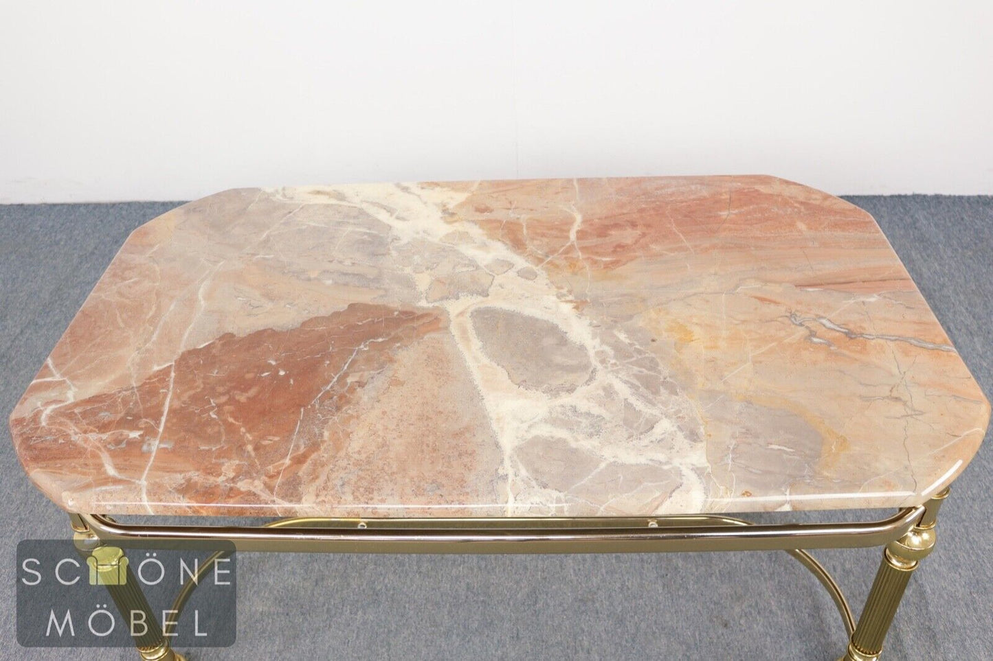 Couchtisch Antik Stil Coffee Table Sofatisch Steinplatte Metall Beistelltisch