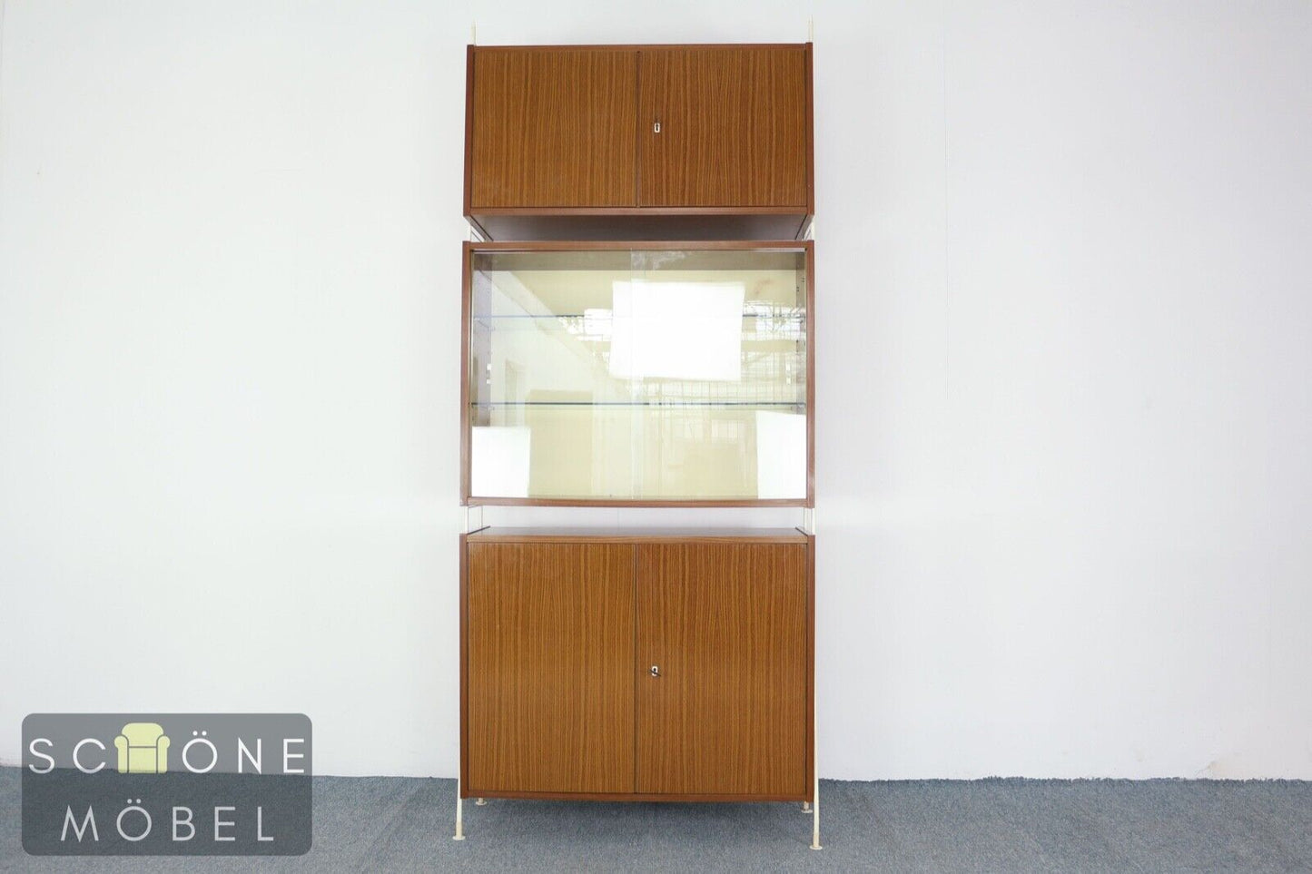 DDR Vintage String Regal Retro Glasvitrine Bücherschrank Bücherregal Schrank