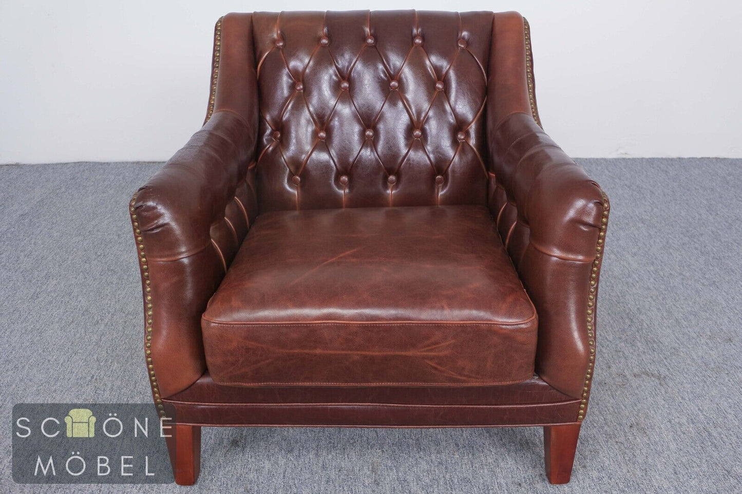 Eleganter Chesterfield Ledersessel Echtleder Sessel 1er Leder Armchair Englisch
