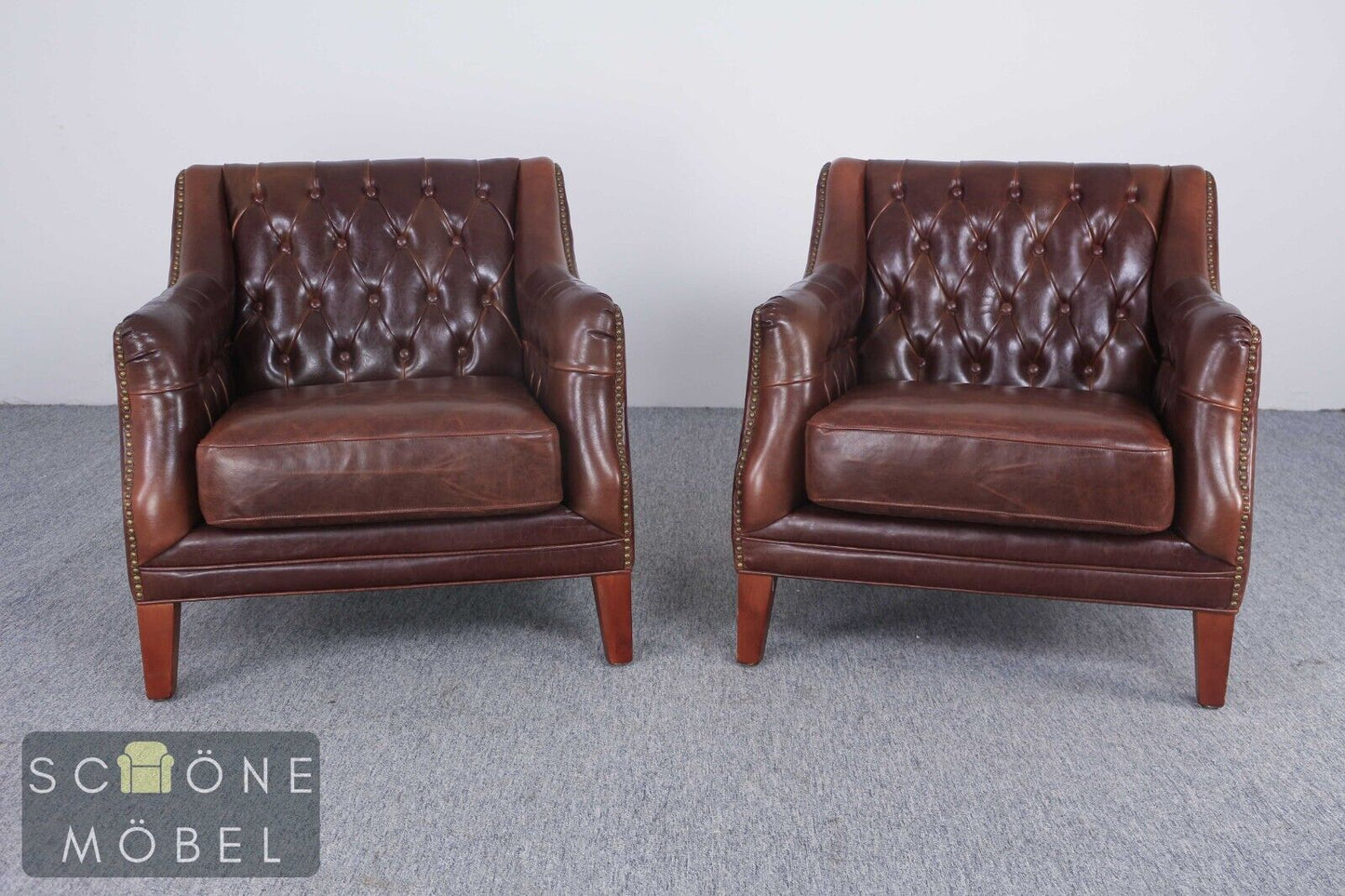 Eleganter Chesterfield Ledersessel Echtleder Sessel 1er Leder Armchair Englisch