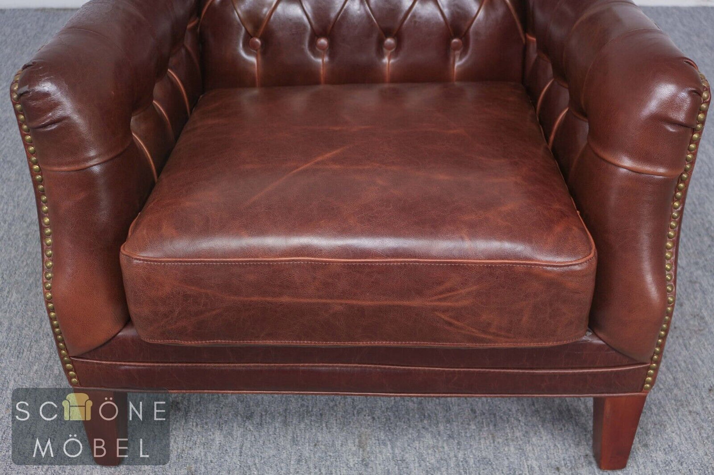 Eleganter Chesterfield Ledersessel Echtleder Sessel 1er Leder Armchair Englisch