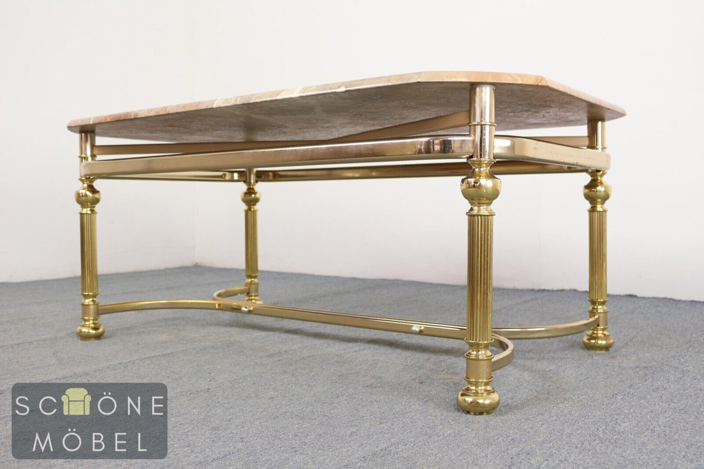 Couchtisch Antik Stil Coffee Table Sofatisch Steinplatte Metall Beistelltisch