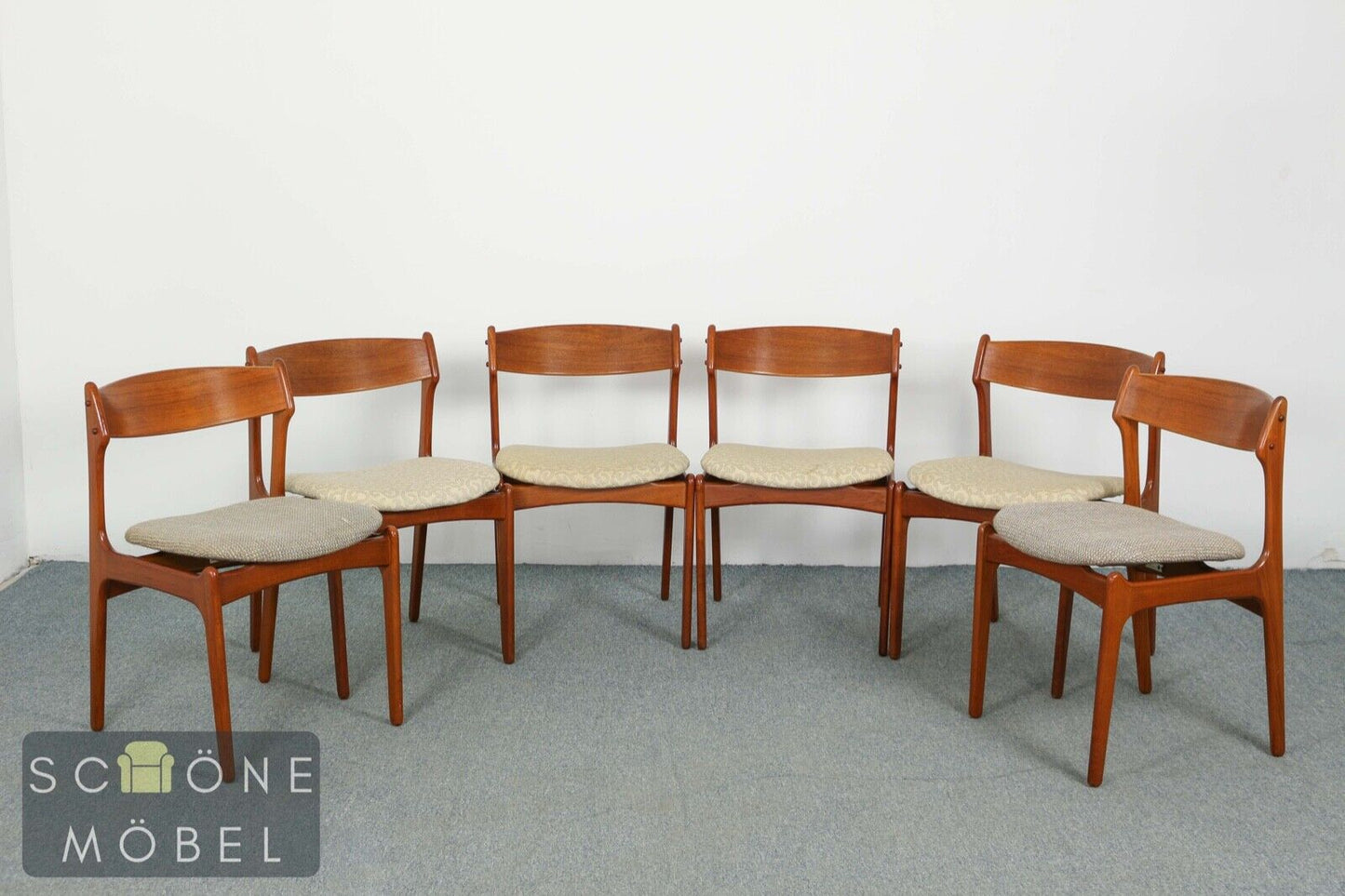 Danish Design Erik Buch Vintage Stühle Mid Century Retro Essstühle Oddense Mask.