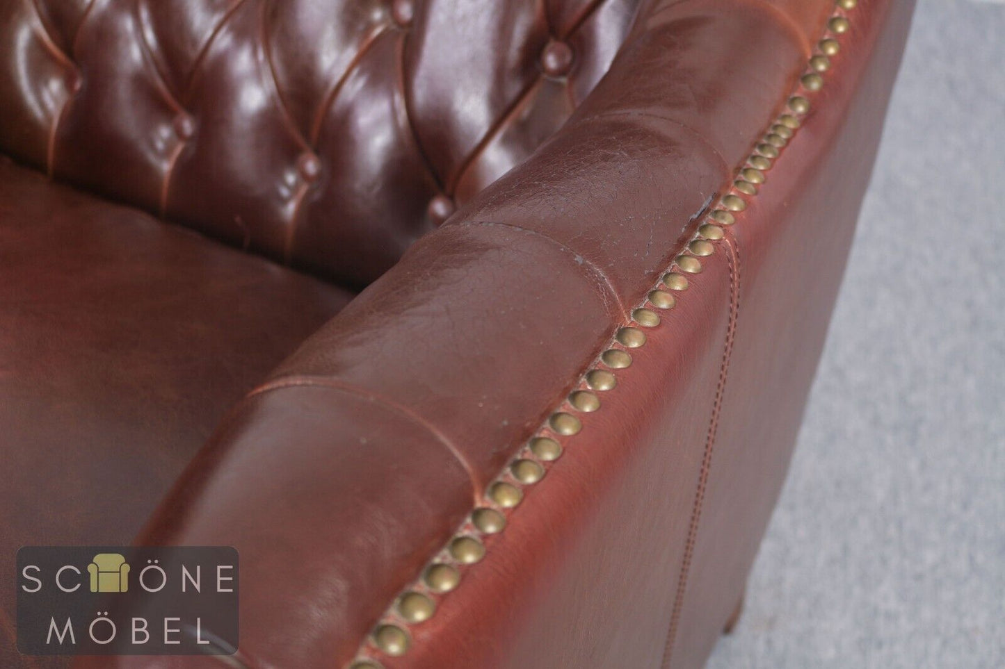 Eleganter Chesterfield Ledersessel Echtleder Sessel 1er Leder Armchair Englisch