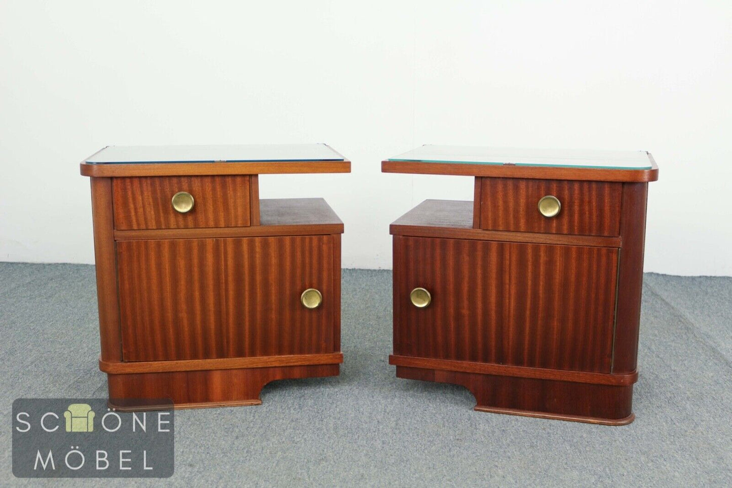 2x 50er Jahre Nachttische Vintage Nachtschränkchen Schränkchen Kommode