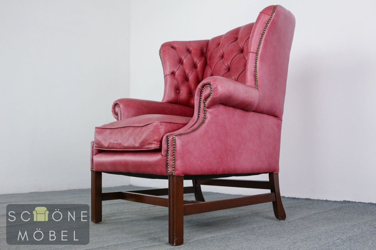 Chesterfield Ohrensessel Ledersessel Echtleder Sessel 1er Leder Armchair English