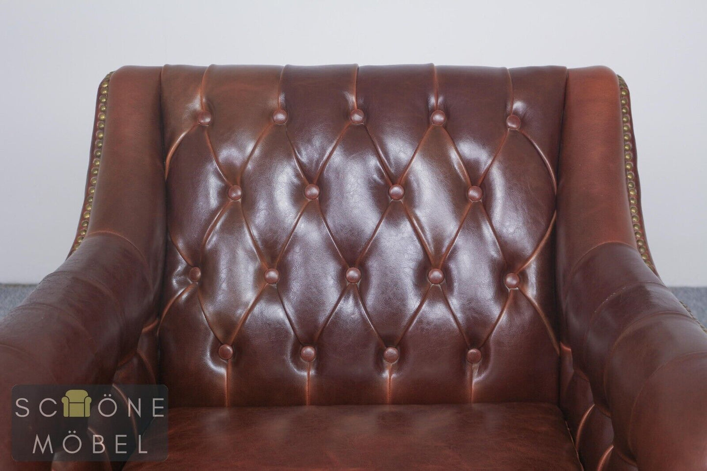 Eleganter Chesterfield Ledersessel Echtleder Sessel 1er Leder Armchair Englisch