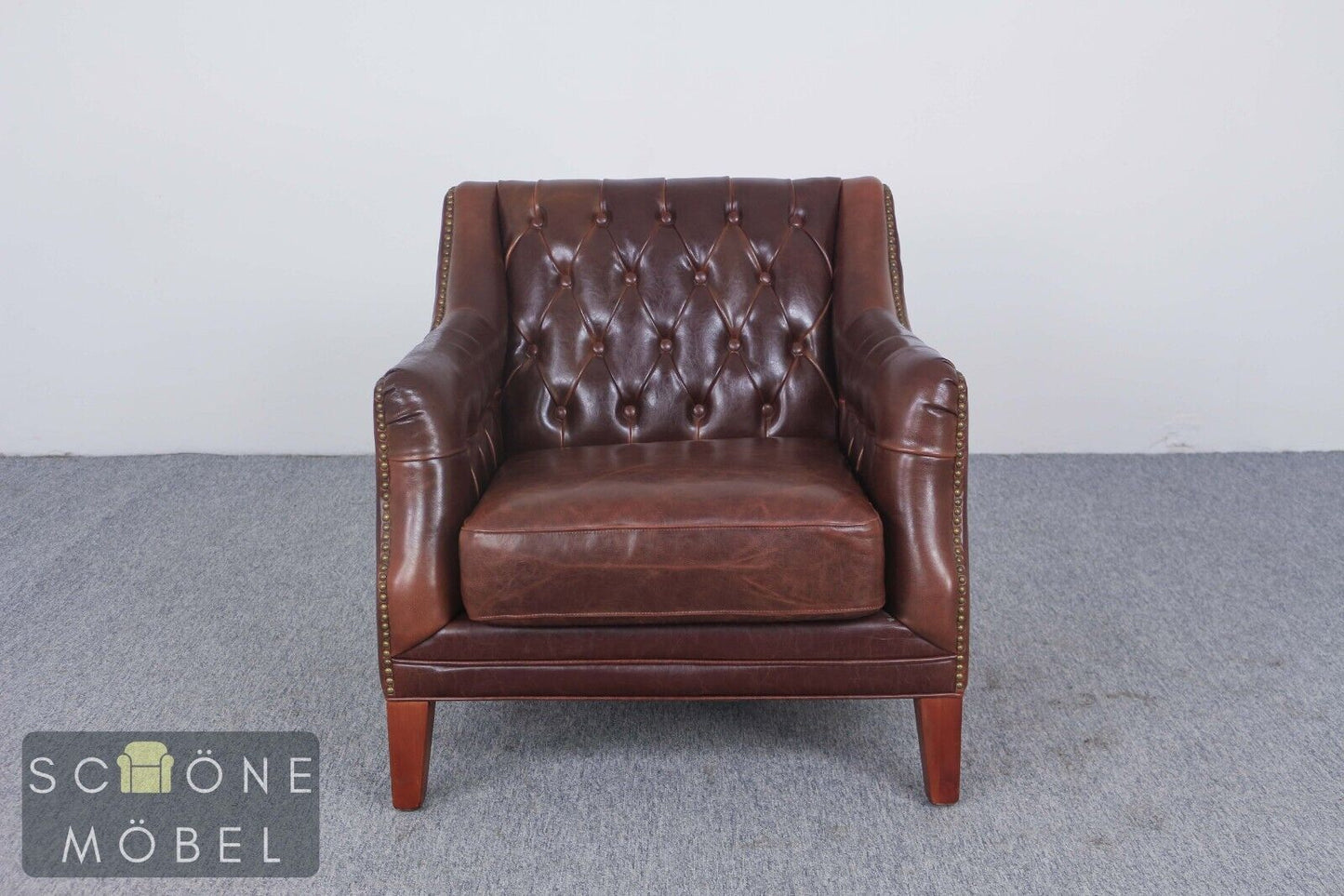 Eleganter Chesterfield Ledersessel Echtleder Sessel 1er Leder Armchair Englisch