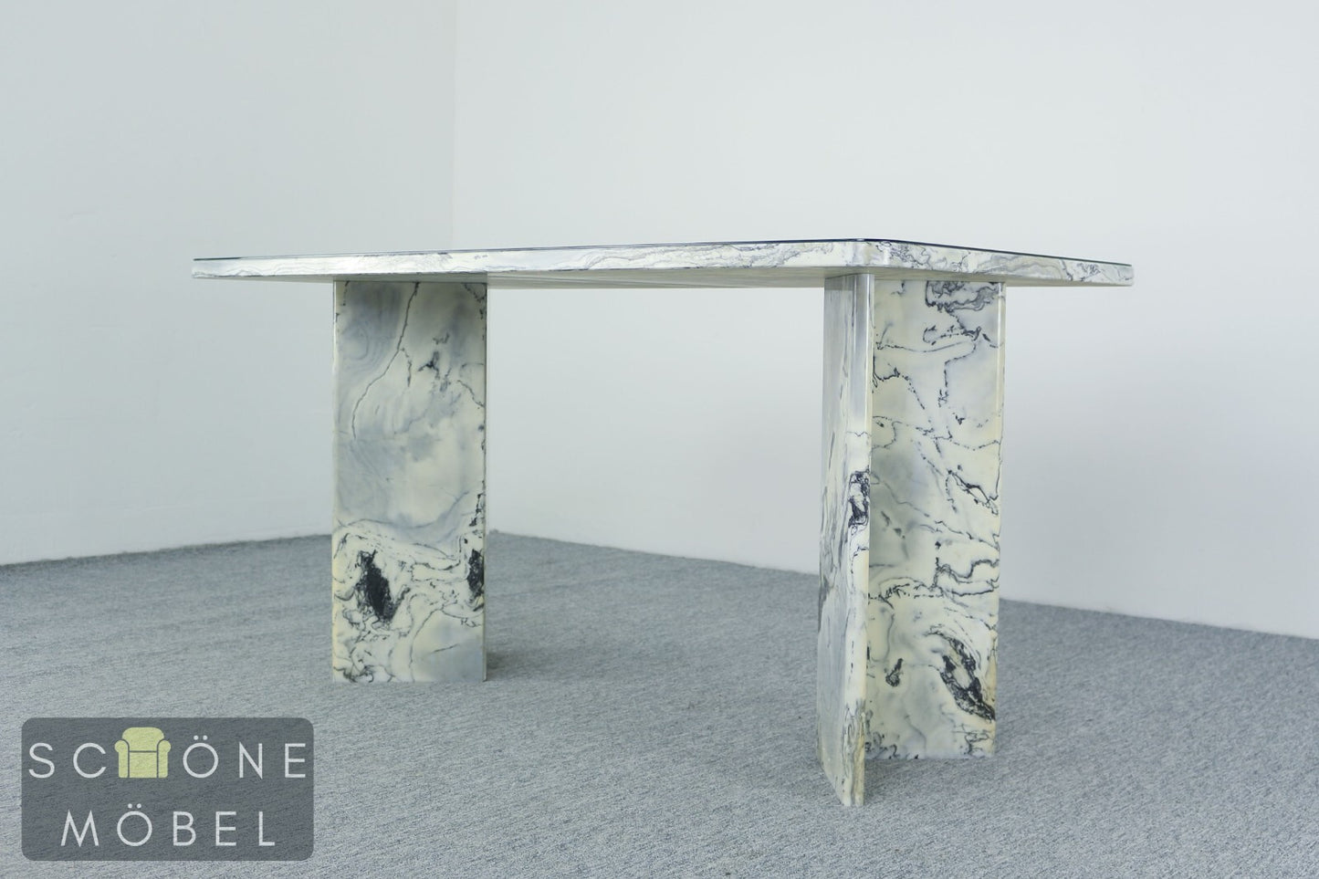 Vintage Couchtisch aus weißem Marmor Design Tisch Table Glas Retro