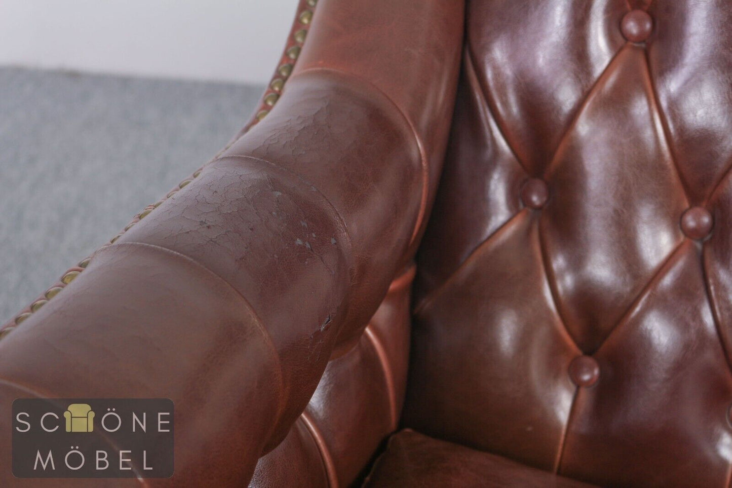 Eleganter Chesterfield Ledersessel Echtleder Sessel 1er Leder Armchair Englisch