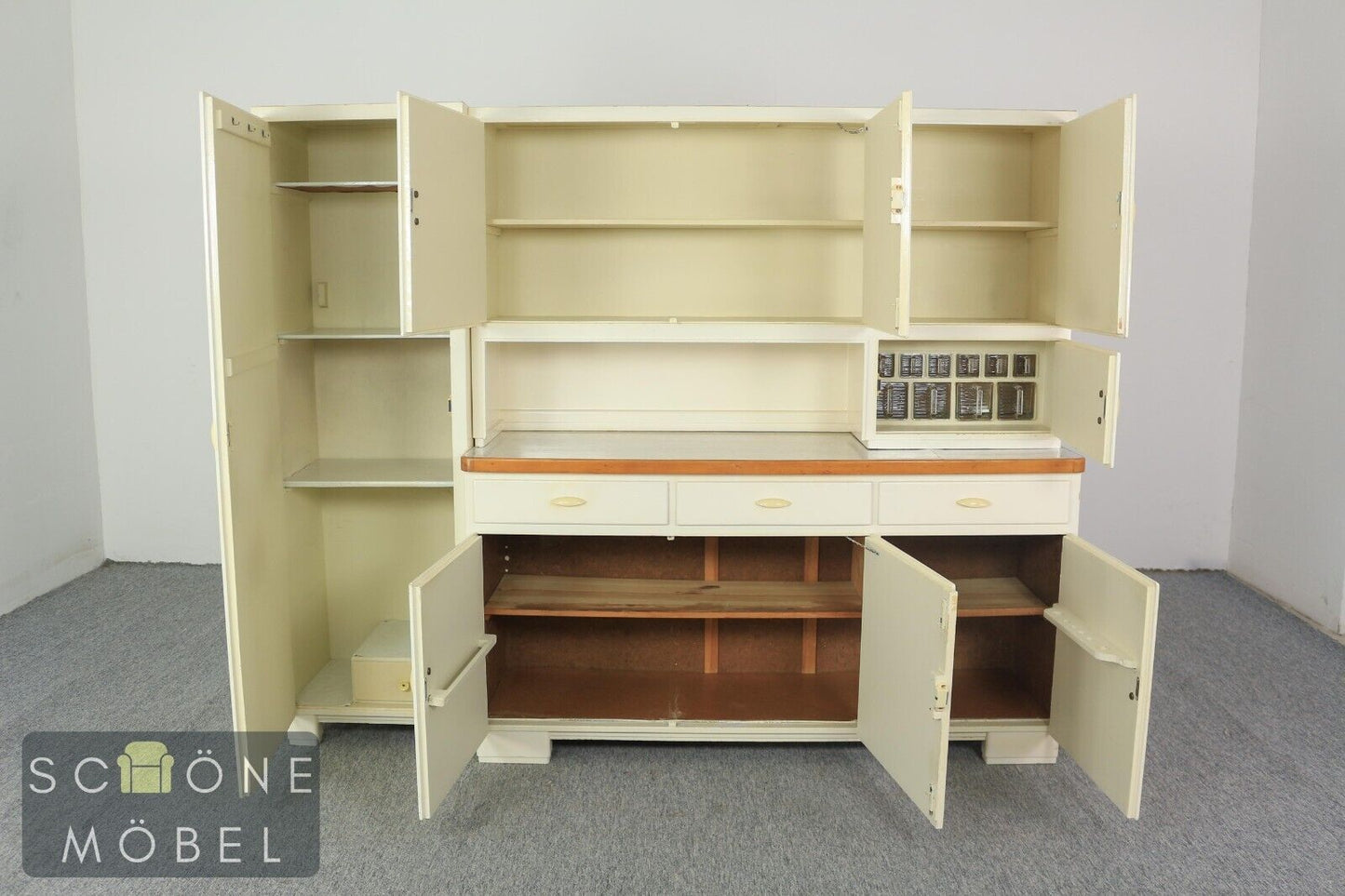 Mid Century Küchen Buffet Weiß Schrank 50er 60er Jahre Vintage Sideboard