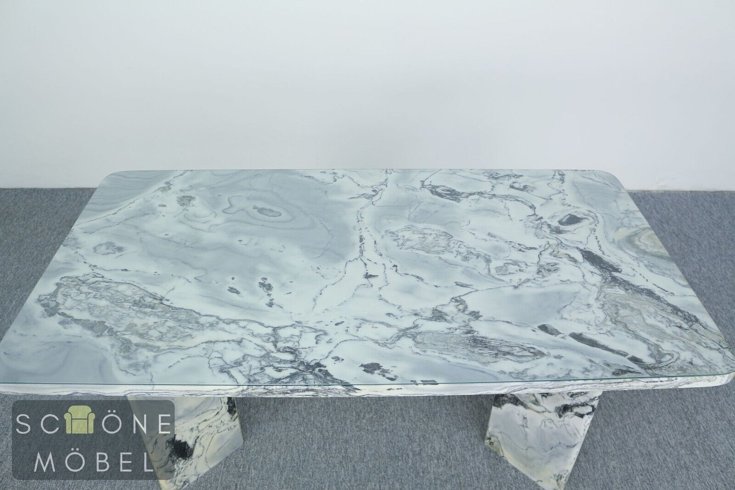 Vintage Couchtisch aus weißem Marmor Design Tisch Table Glas Retro