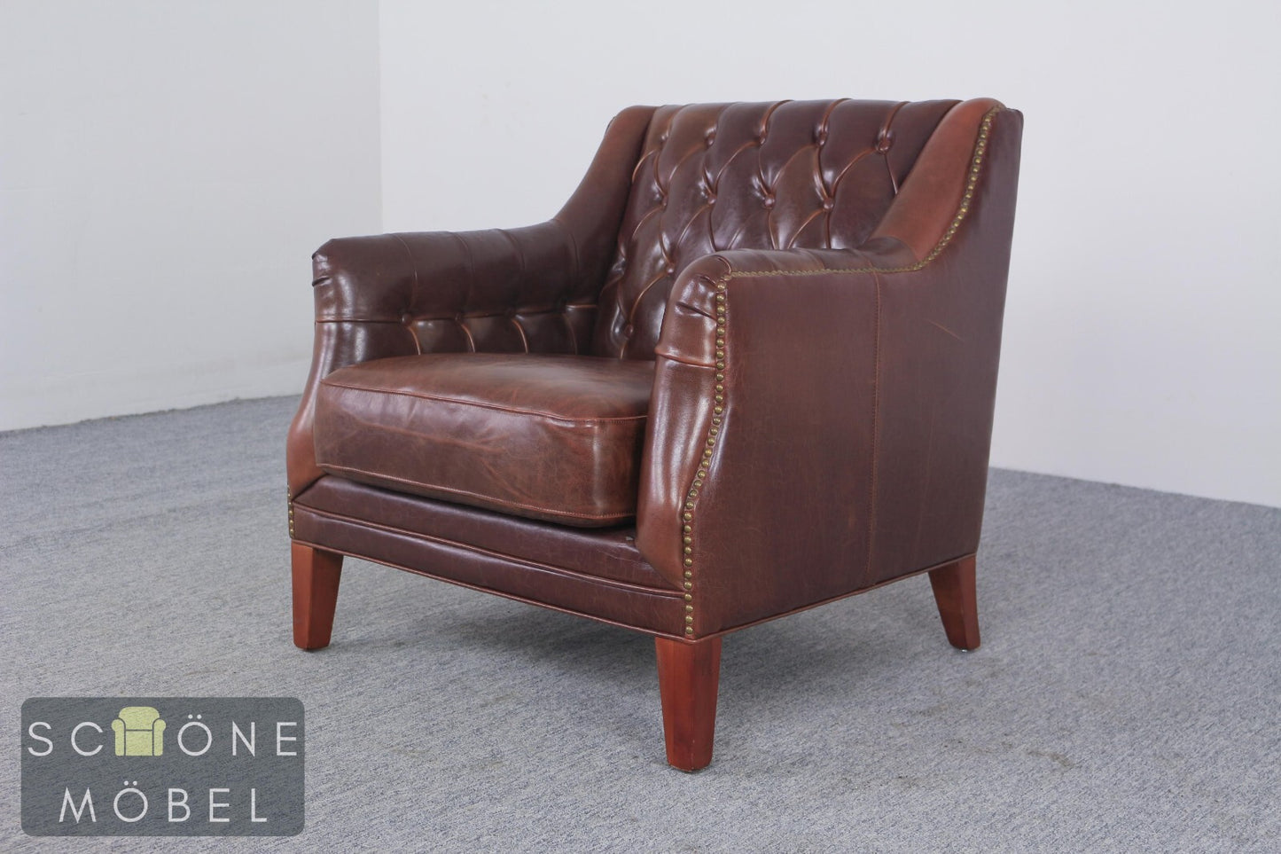 Eleganter Chesterfield Ledersessel Echtleder Sessel 1er Leder Armchair Englisch