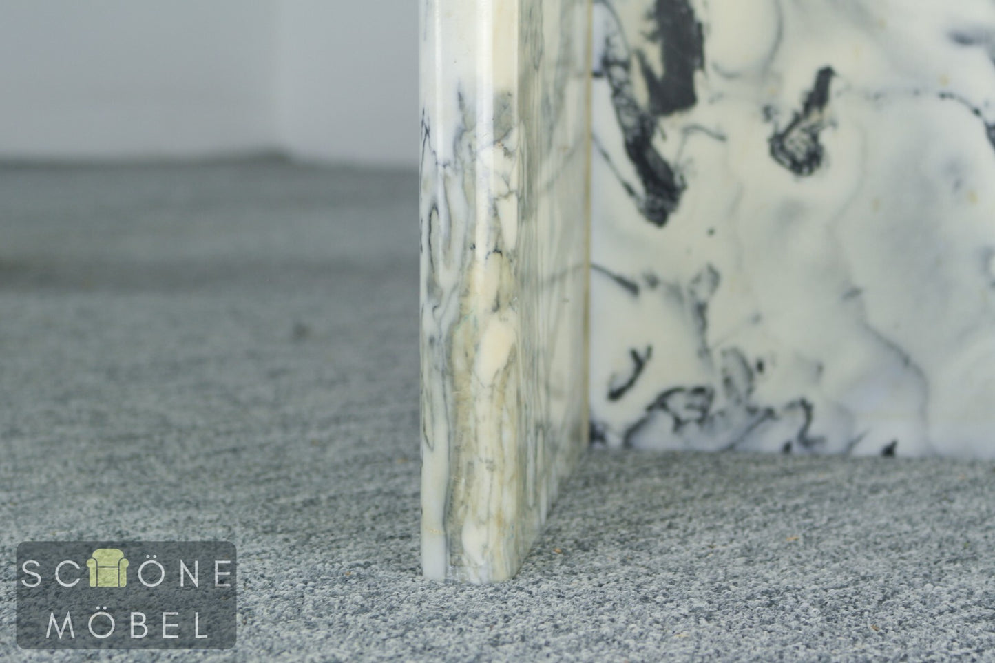 Vintage Couchtisch aus weißem Marmor Design Tisch Table Glas Retro