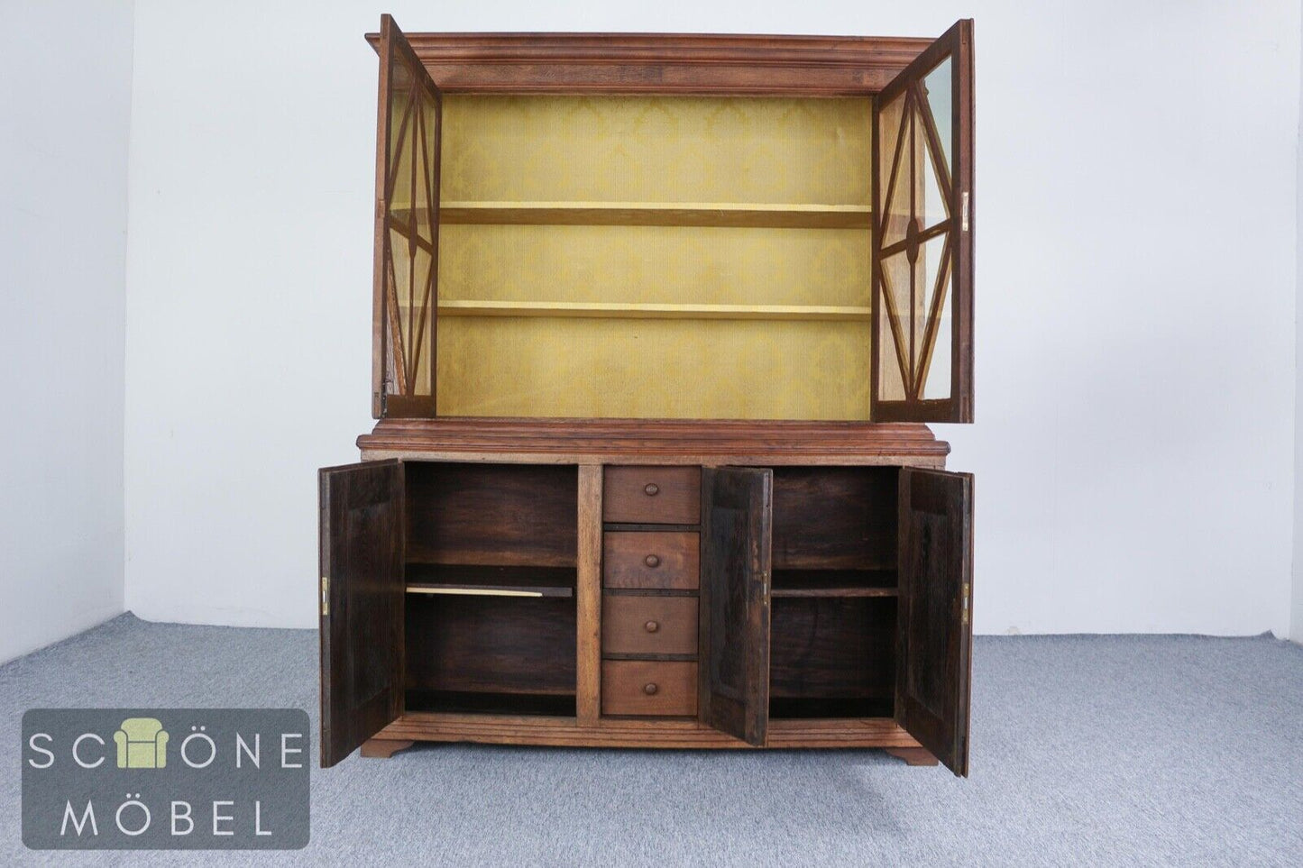 Schöne Antik Stil Vitrine Glasschrank Englisches Design Kommode Geschirrschrank