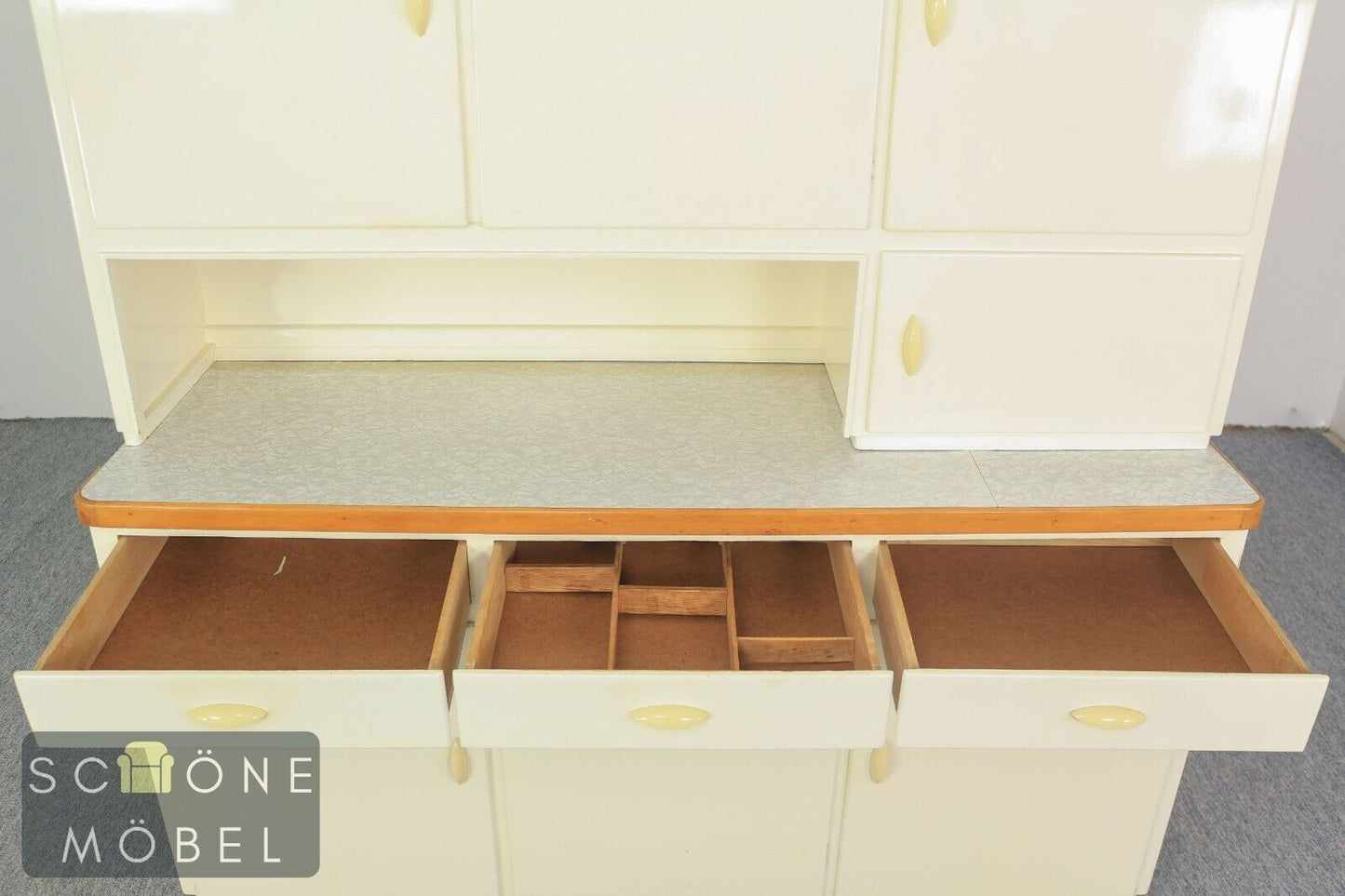 Mid Century Küchen Buffet Weiß Schrank 50er 60er Jahre Vintage Sideboard