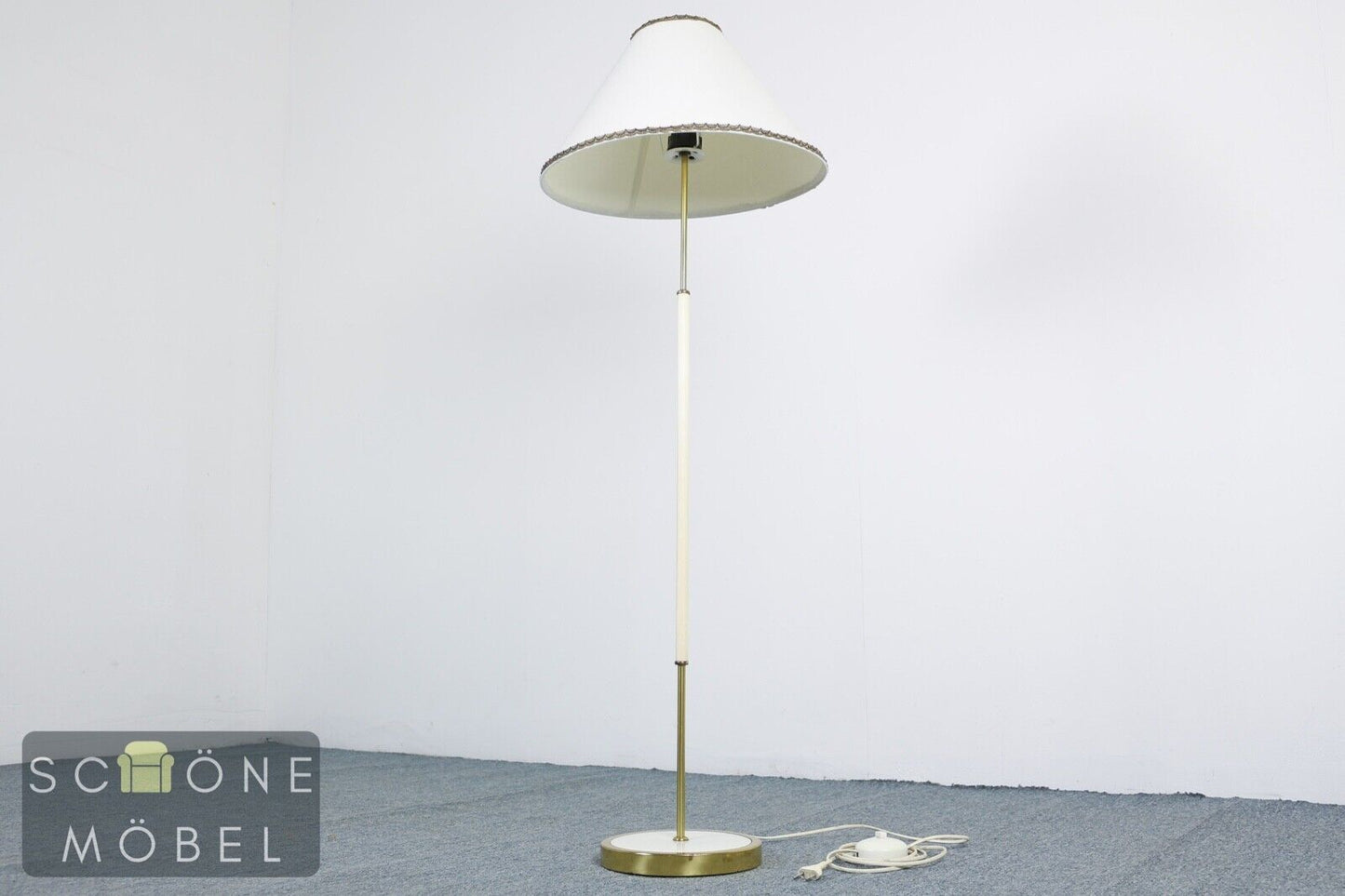 Hübsche Vintage Retro Stehlampe weißer Lampenschirm Lampe E27 Fassung Schalter