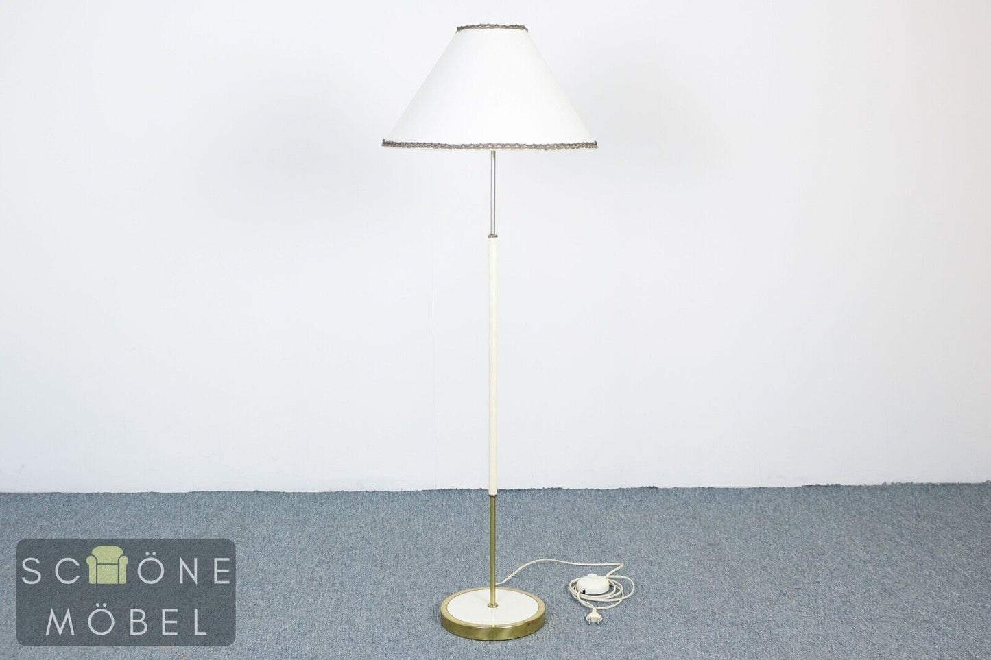 Hübsche Vintage Retro Stehlampe weißer Lampenschirm Lampe E27 Fassung Schalter