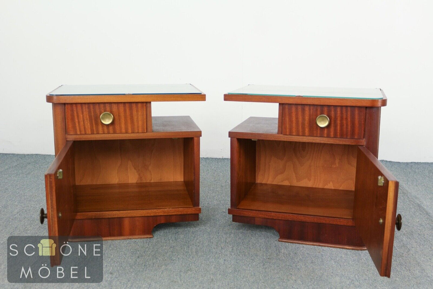 2x 50er Jahre Nachttische Vintage Nachtschränkchen Schränkchen Kommode