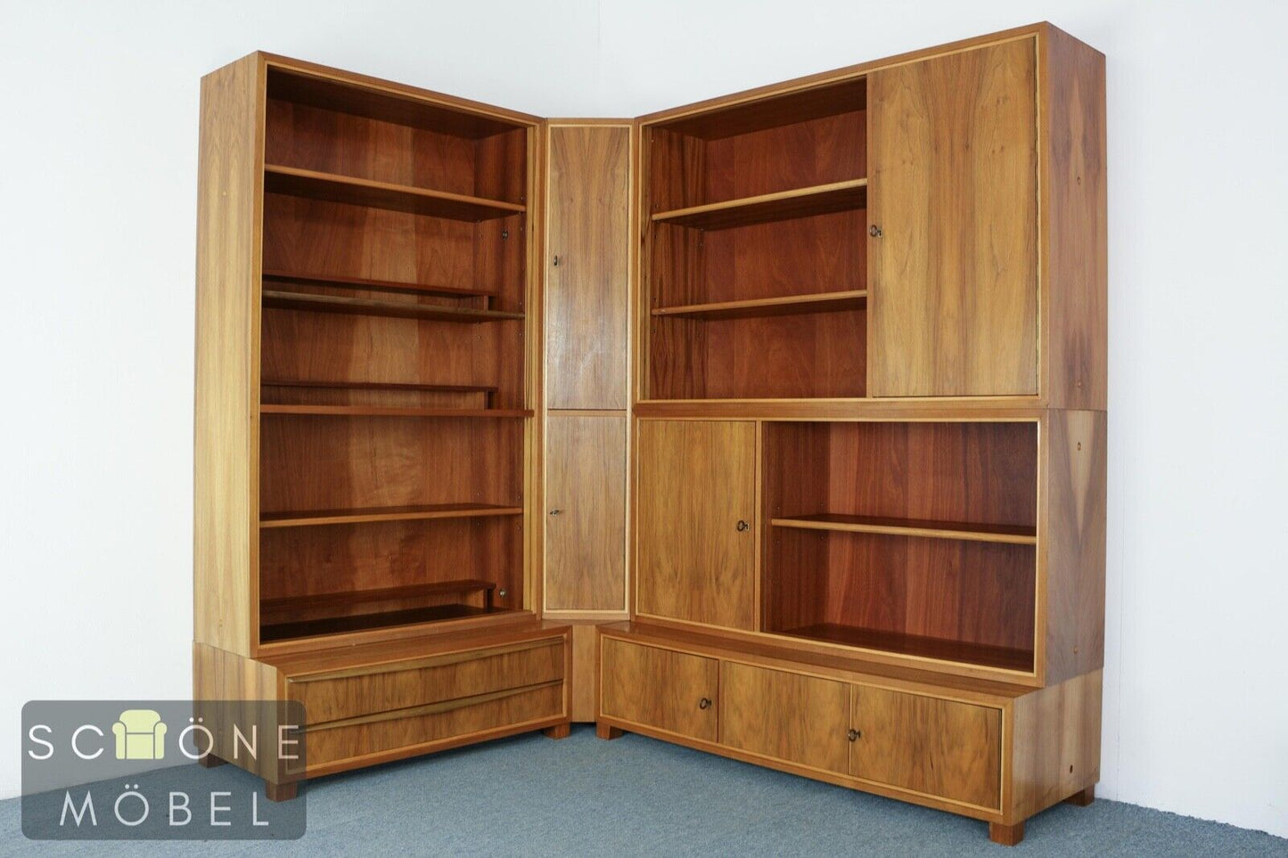 Brumax Vintage Bücherschrank Bücherregal Regal Shelf Bibliothek Eckschrank