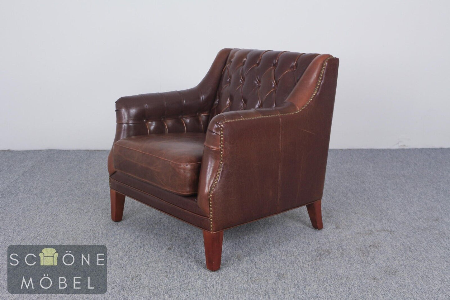 Eleganter Chesterfield Ledersessel Echtleder Sessel 1er Leder Armchair Englisch