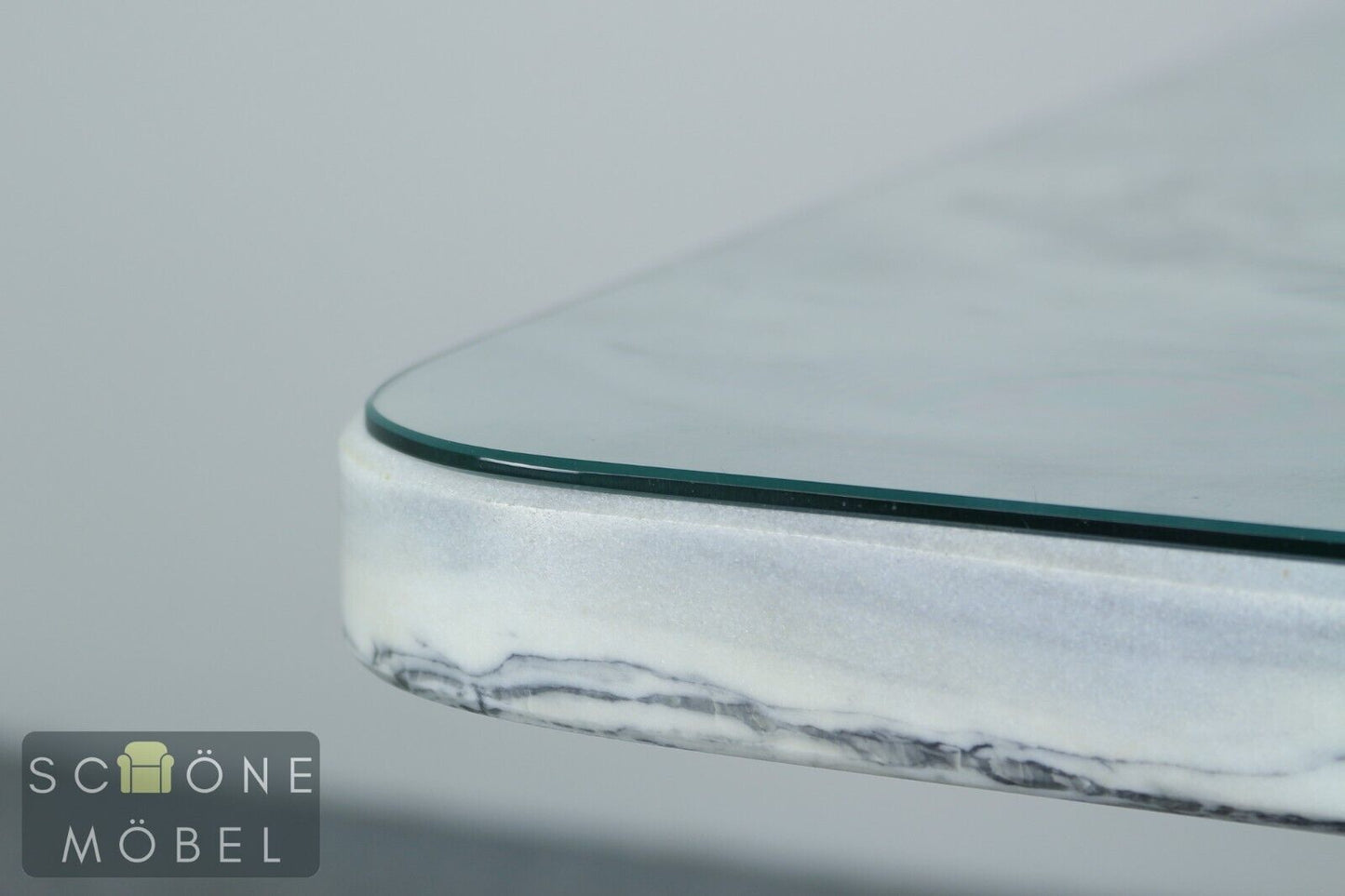 Vintage Couchtisch aus weißem Marmor Design Tisch Table Glas Retro