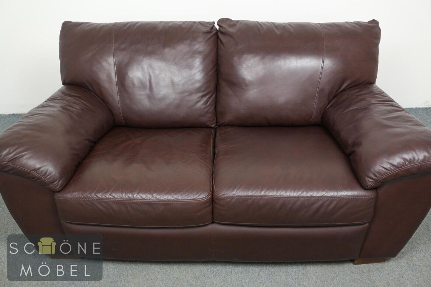 Bequemes Designer Sofa 2er Ledersofa Echtleder Couch Garnitur Leder 2 sitzer