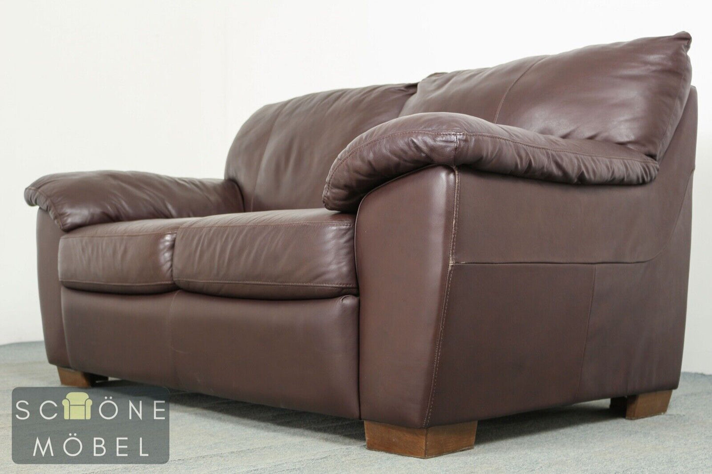 Bequemes Designer Sofa 2er Ledersofa Echtleder Couch Garnitur Leder 2 sitzer