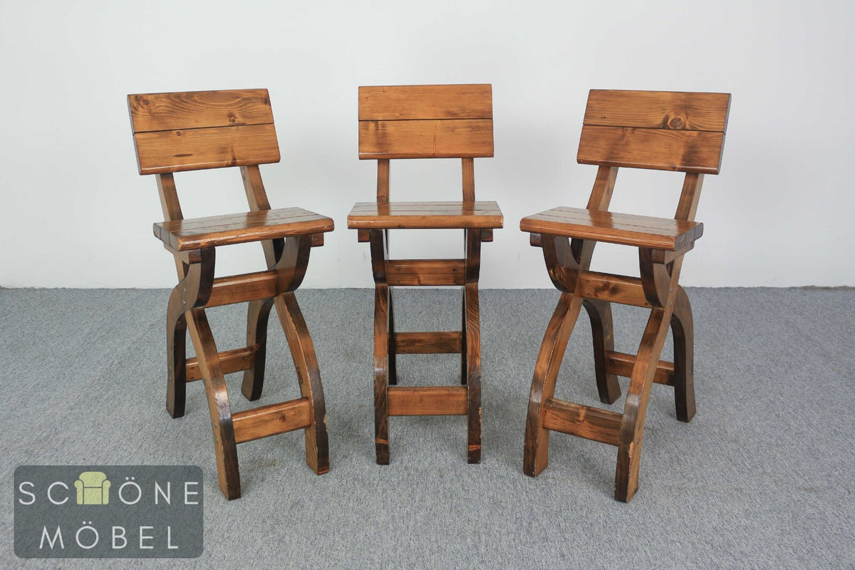 3x Barhocker Garten Stuhl Terrassen Möbel Tavernen Holzstuhl Landhausstil