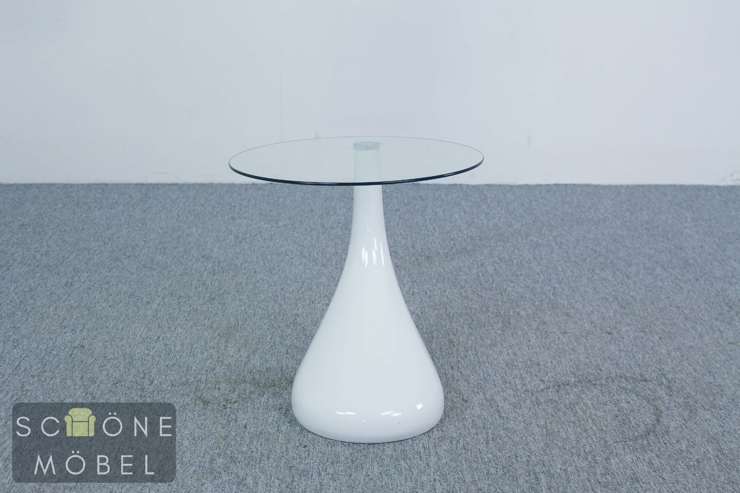 2x Set Moderne Nachttische Glas Weiß Space Age Vintage 70er Design Beistelltisch