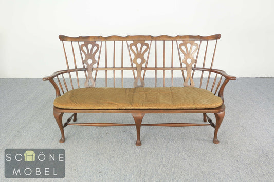 Windsor Sofa Bank 3-Sitzer Holz massiv mit Armlehnen Landhaus Sitzgelegenheit