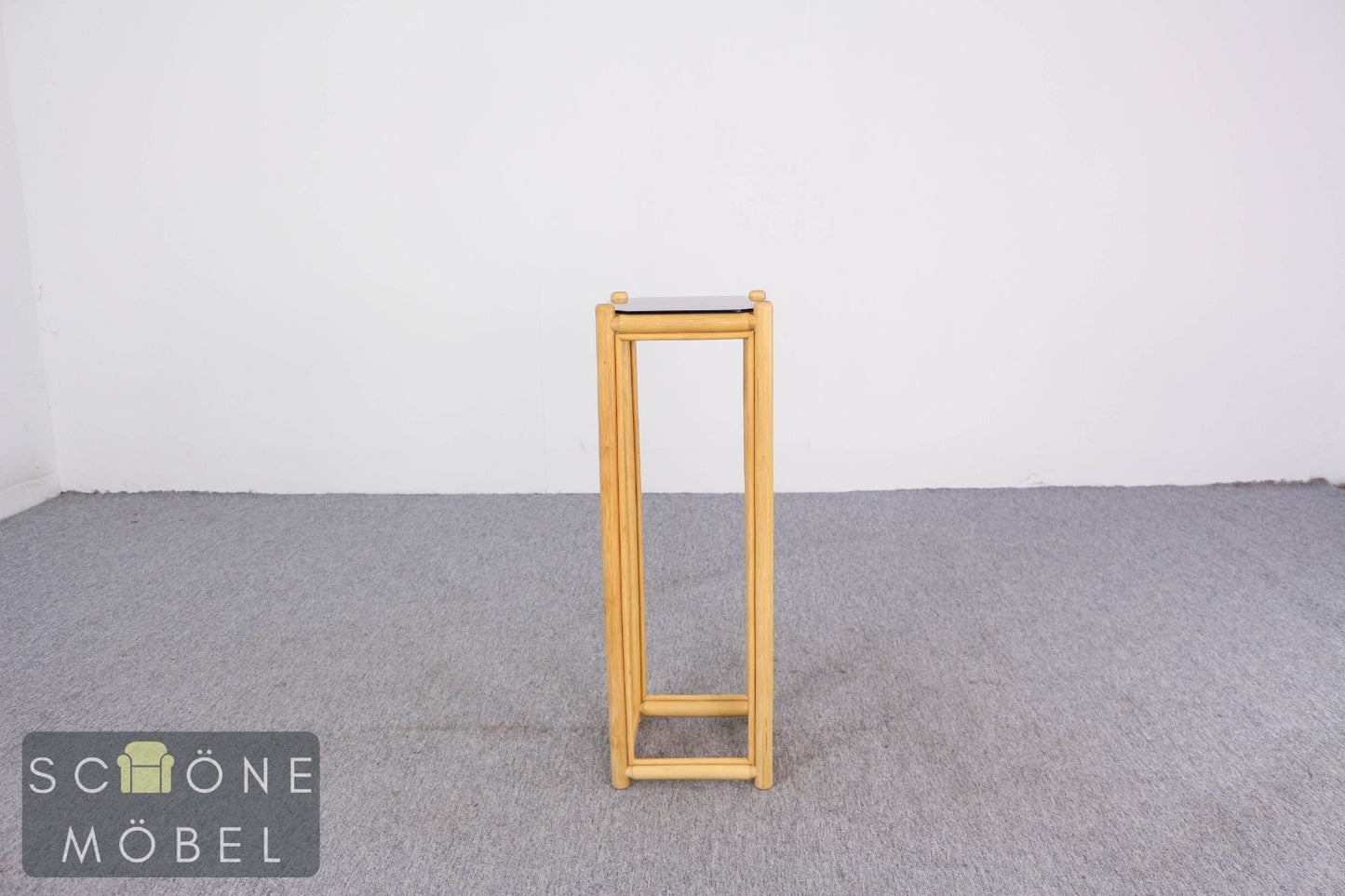 2er Set Blumensäule Rattan Blumenständer Beistelltisch Podest Bambus Vintage