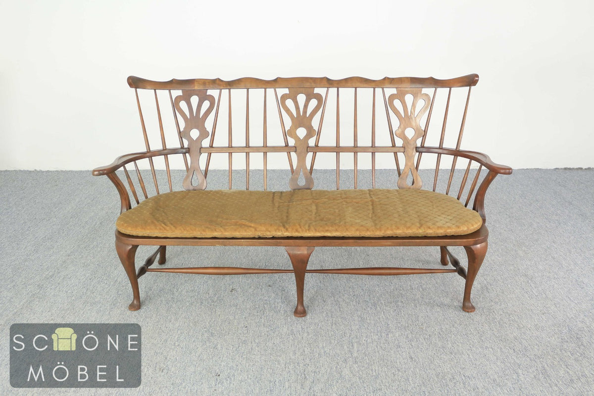 Windsor Sofa Bank 3-Sitzer Holz massiv mit Armlehnen Landhaus Sitzgelegenheit
