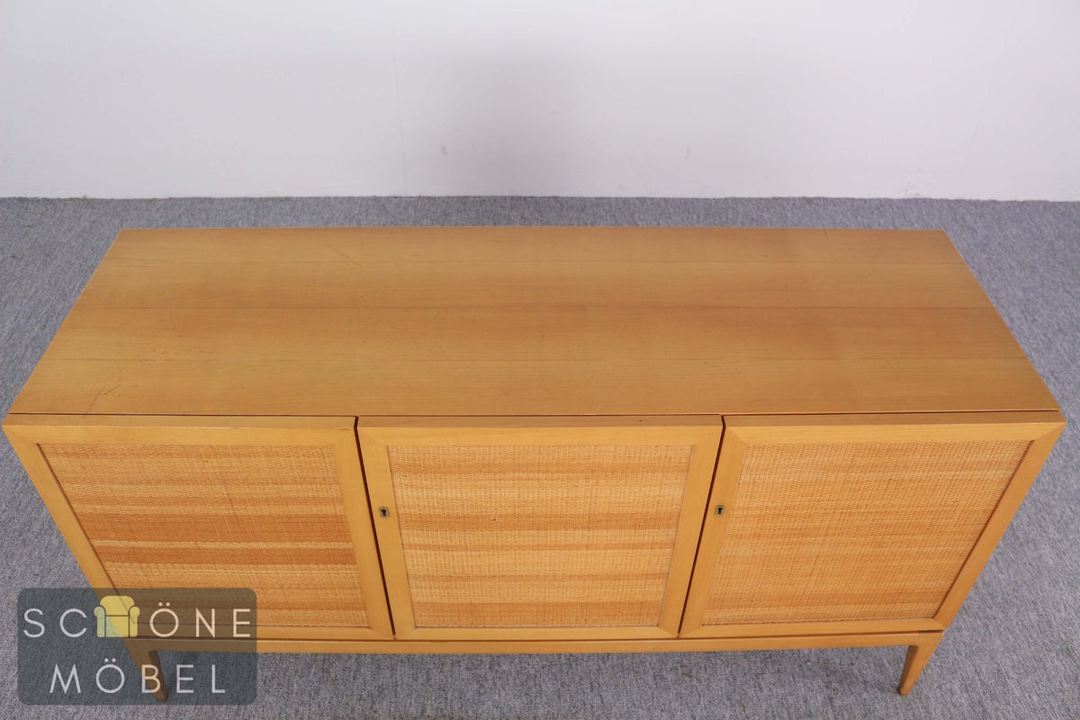 Vintage Sideboard mit Wiener Geflecht Rattan Kommode Danish Design Retro