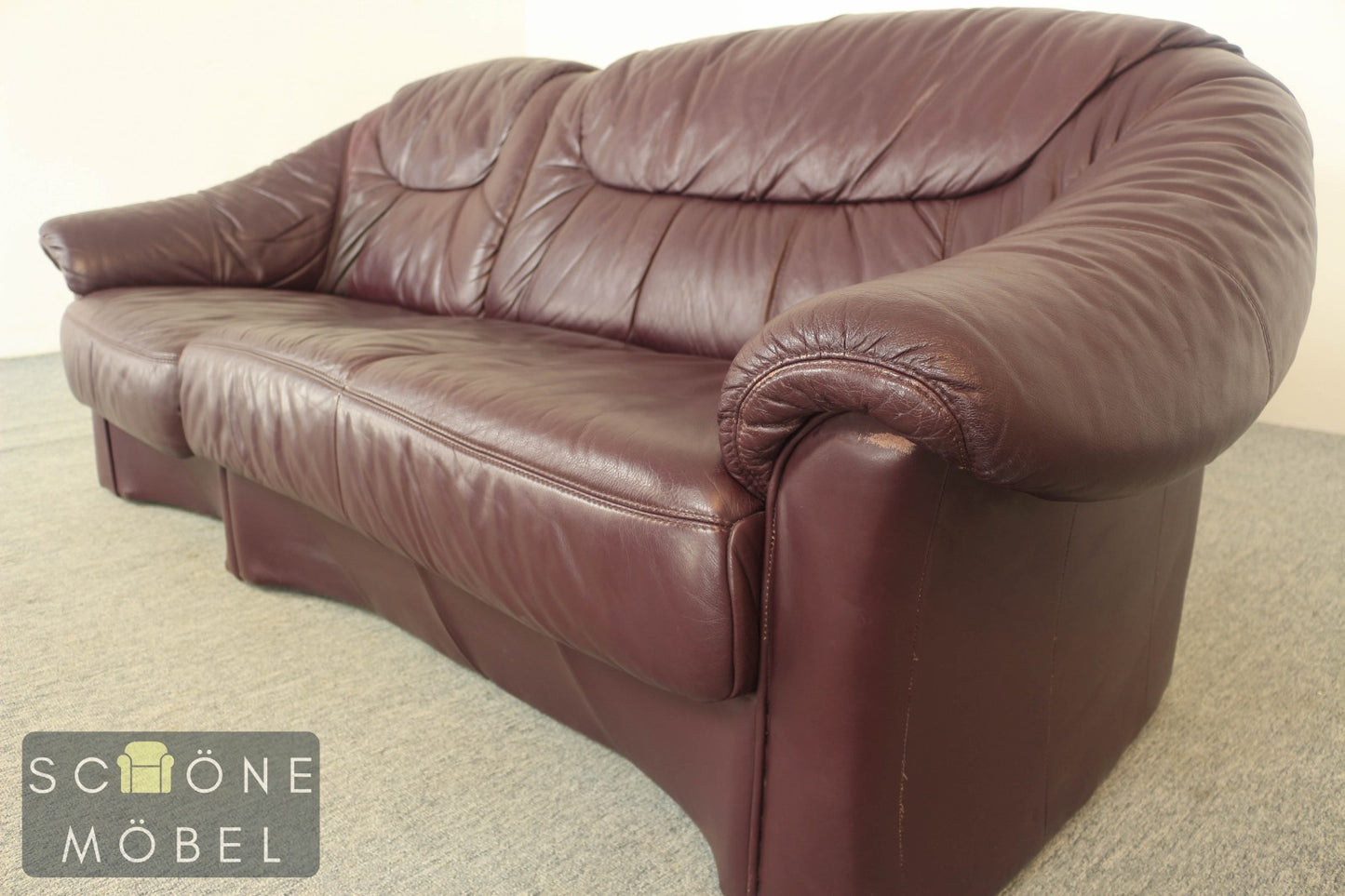 Klassisches Sofa 3 Sitzer 3er Büro Couch Leder Echtleder Braun