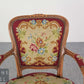 Gobelinsessel Armlehnstuhl Holzrahmen floral Rot – Vintage Lounge Sessel
