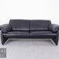 Designer Ledersofa Schwarz Zweisitzer Lounge Sofa im De-Sede Stil