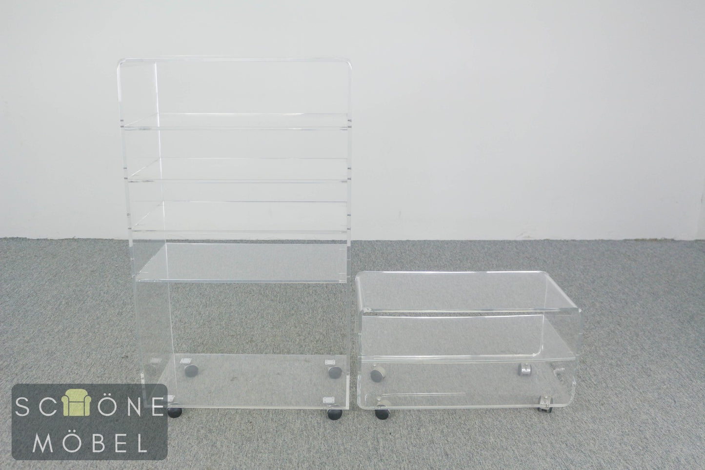 Desinger Space Age Regal aus Acrylglas auf Rollen – 1970er Designklassiker