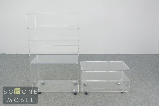 Desinger Space Age Regal aus Acrylglas auf Rollen – 1970er Designklassiker
