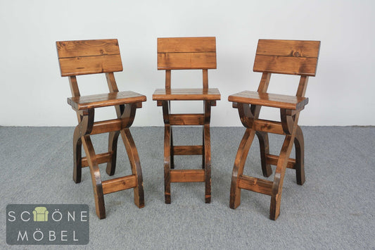 3x Barhocker Garten Stuhl Terrassen Möbel Tavernen Holzstuhl Landhausstil
