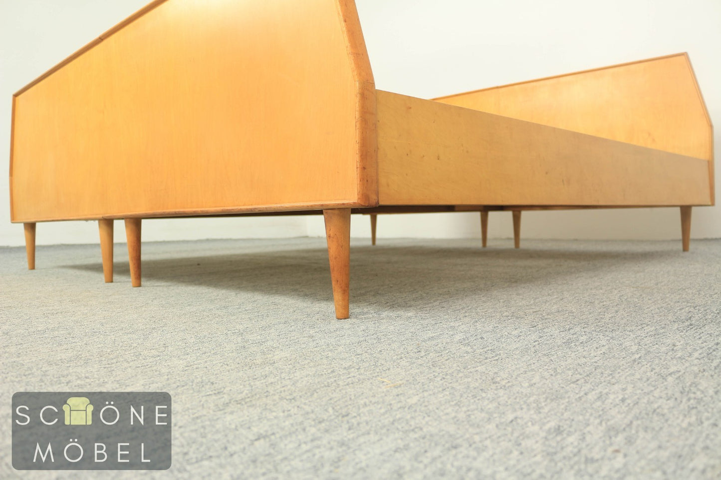 Hellerau Vintage Holz Bett Mid Century Doppelbett mit Lattenrost Vintage 190x190