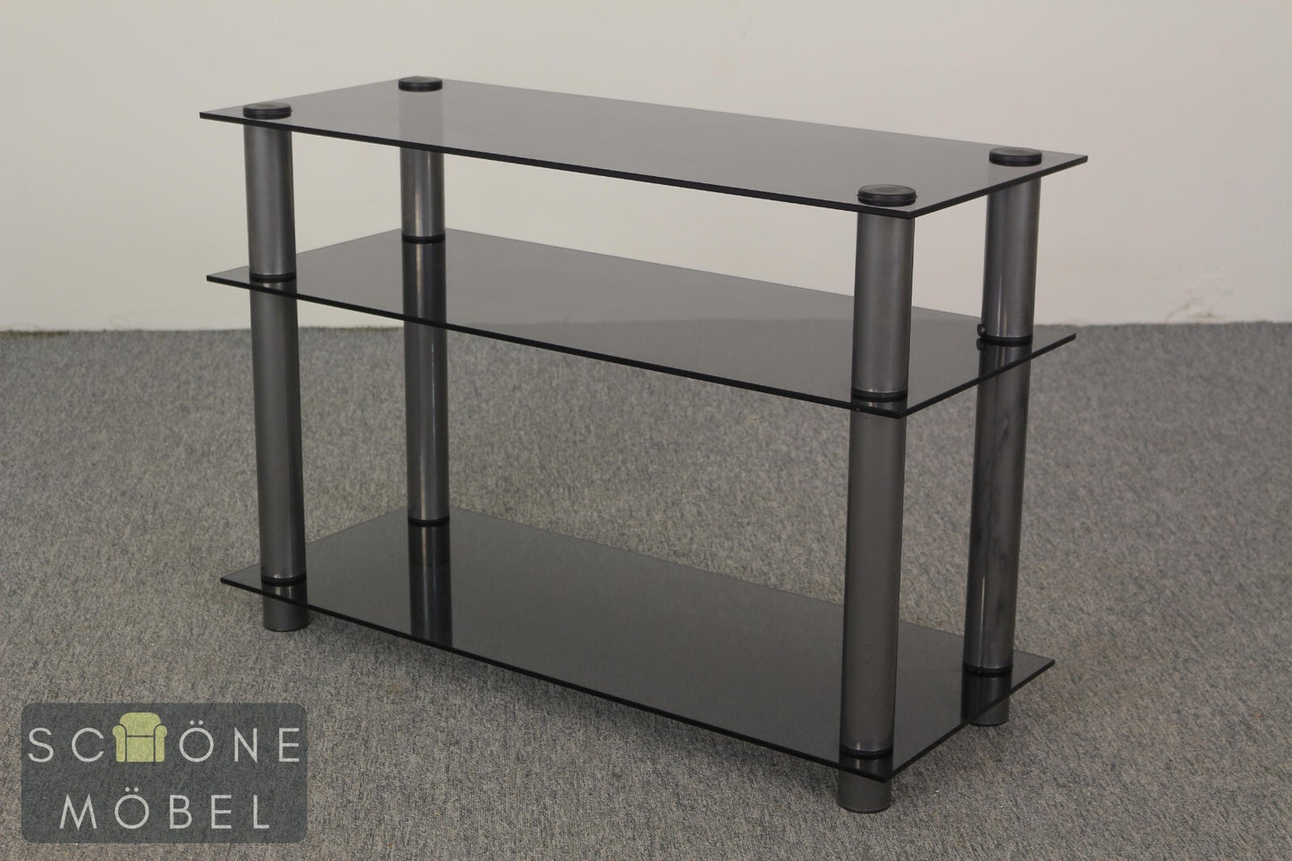 Modern TV HiFi Tisch Beistelltisch Phonotisch  Vintage Stil Tischchen Glas