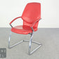 Original Designklassiker 2er Set KOINOR Design Freischwinger Stühle rot – Leder