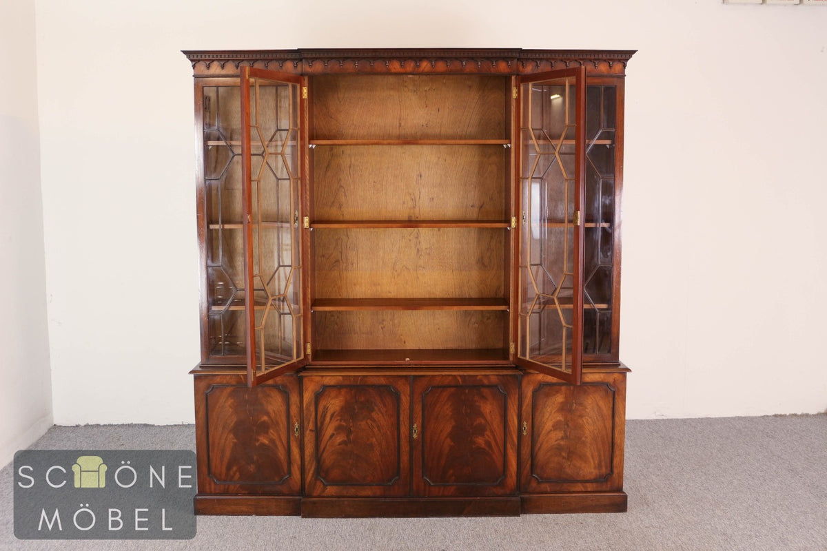 Antiker Mahagoni Bücherschrank Vitrine Bibliothek England Stil massiv Schrank