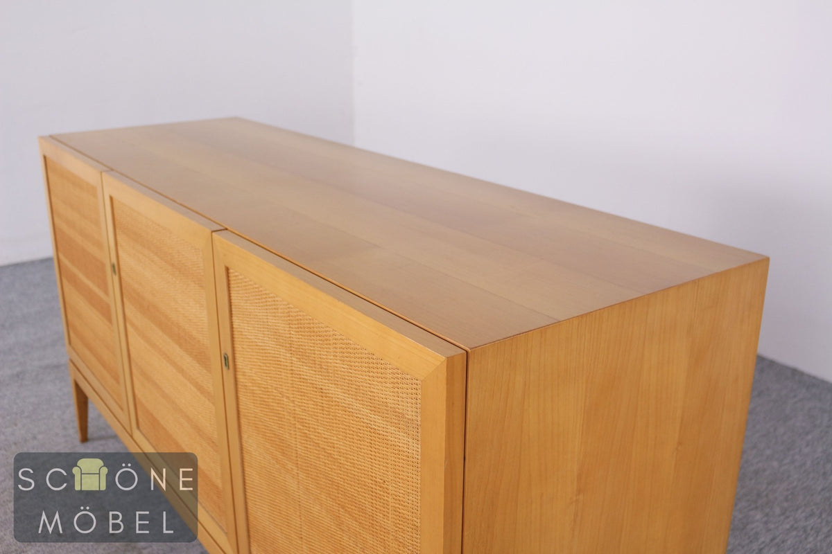 Vintage Sideboard mit Wiener Geflecht Rattan Kommode Danish Design Retro